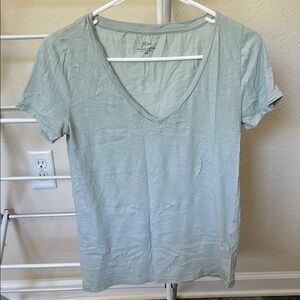 J. Crew Women's Light Green V-Neck Top